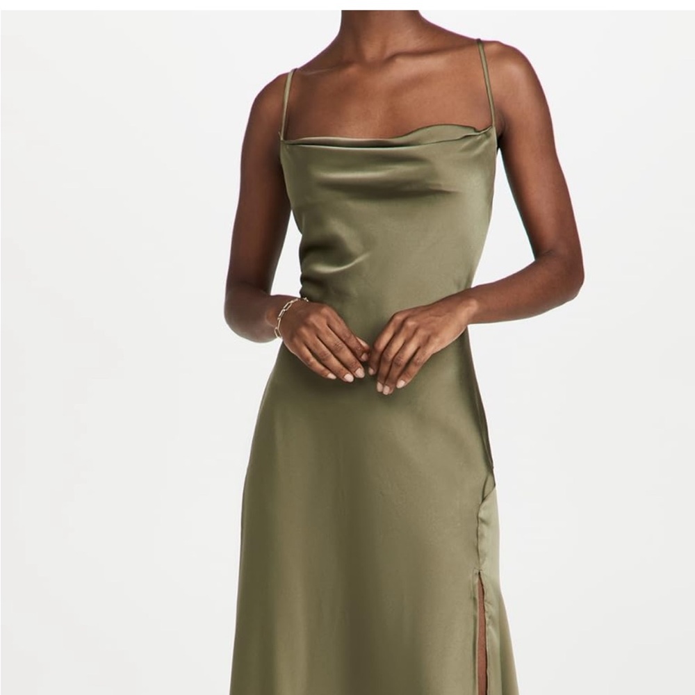 ASTR the Label Elegant Olive Green Slip Dress